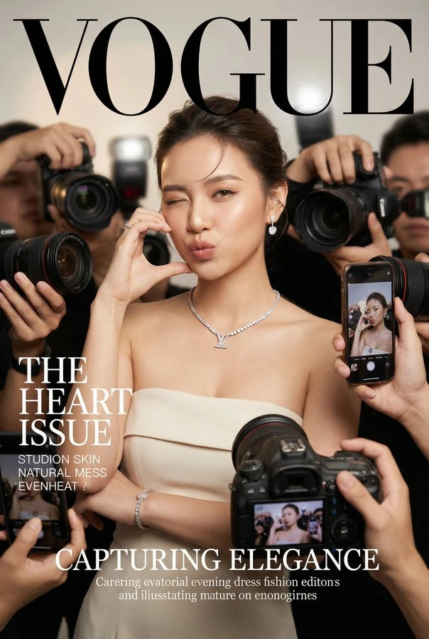 Retrato de moda realista al estilo de la portada de la revista Vogue.