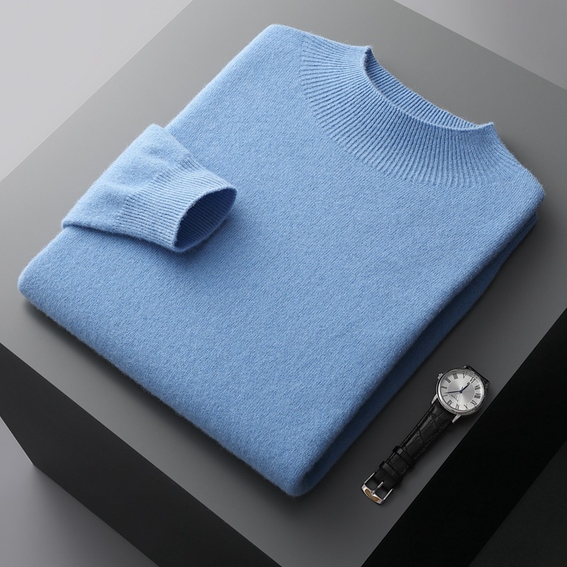 Men's Wool Sweater, Stand-up Collar, Thin