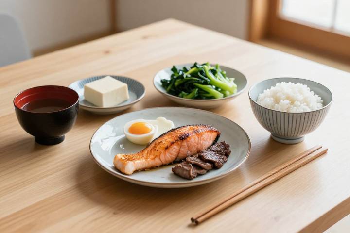 鉄分とビタミンB12が豊富な日本の健康的な食卓