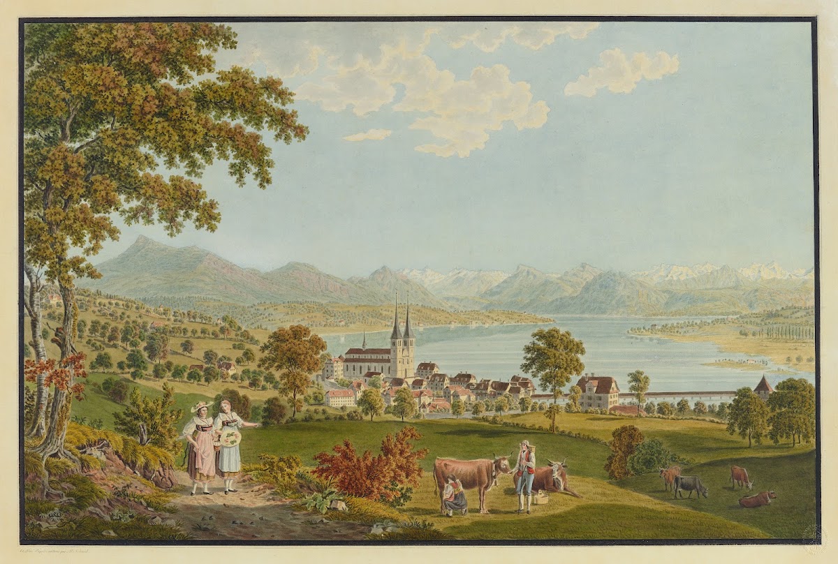 Vue de la ville de Lucerne prise à la campagne dAllenwinden 1915 1945