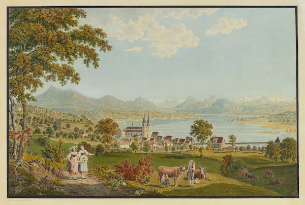 Vue de la ville de Lucerne prise à la campagne dAllenwinden 1915 1945