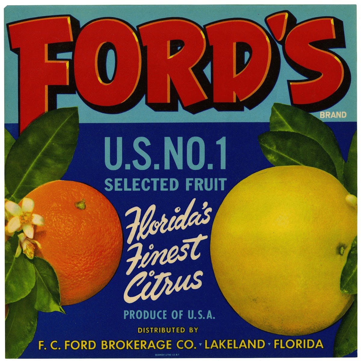 Fords Brand Citrus Label 1951
