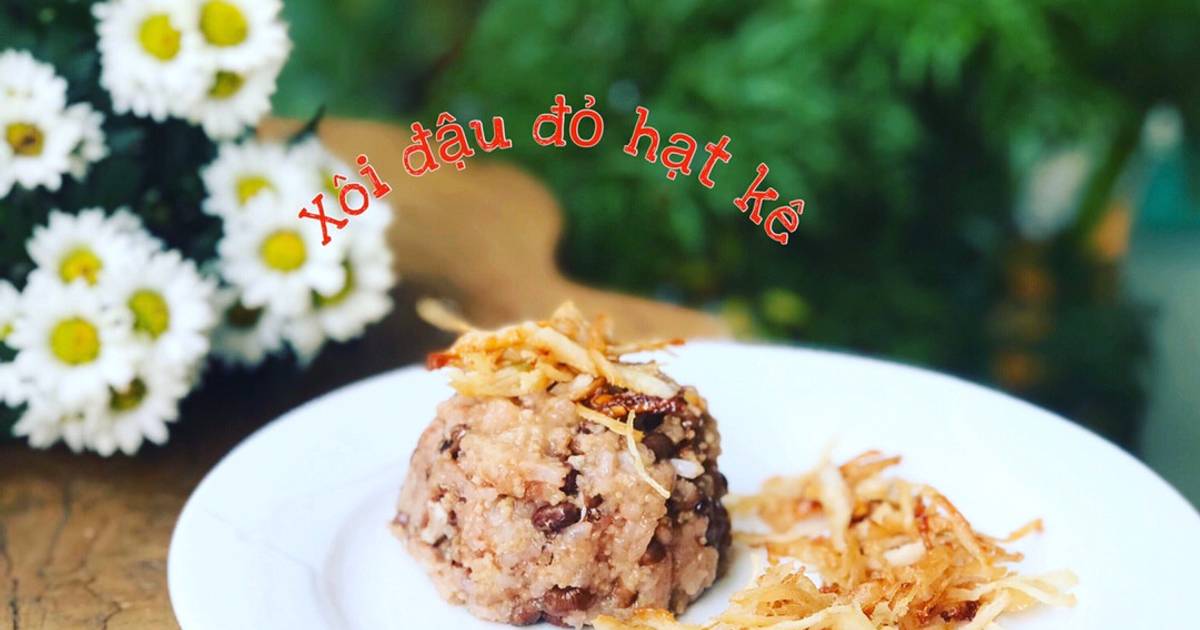 Xôi đậu đỏ hạt kê gà- thịt ức gà xào bơ tỏi xéo