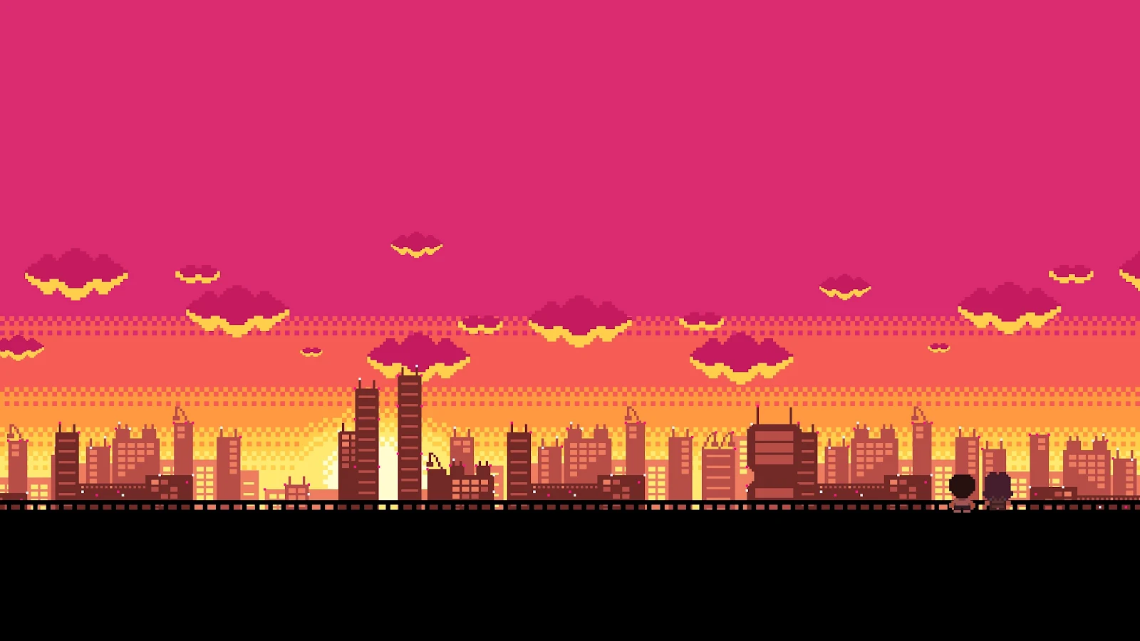 A Stunning Neon Genesis Evangelion, Pixel Art, Sunset, City 4K Desktop and Mobile Wallpaper Background (3840x2160)