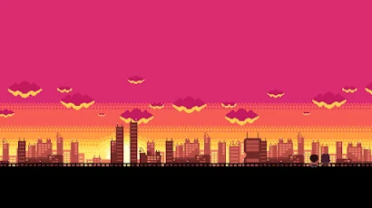 Neon Genesis Evangelion, Pixel Art, Sunset, City 4K Wallpaper Background