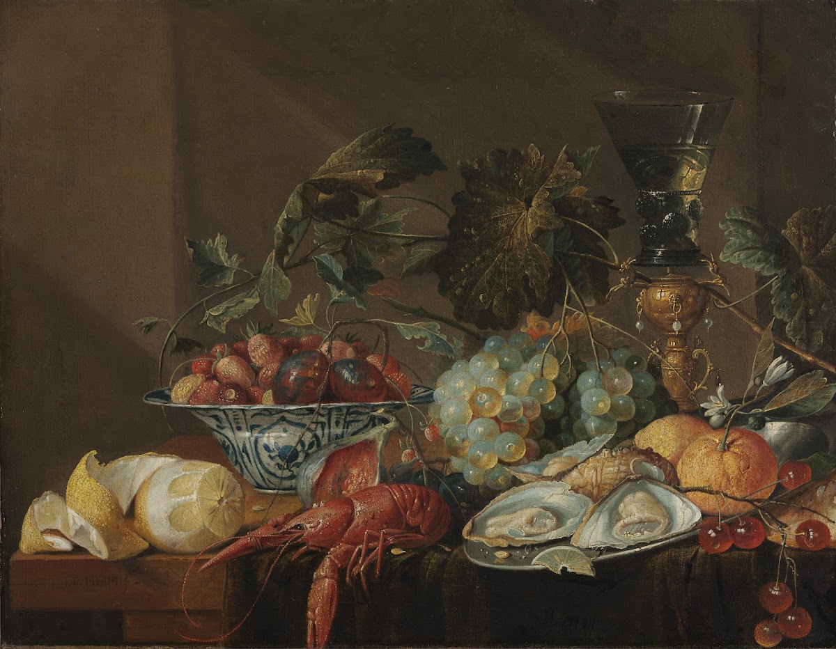 Still Life with Crayfish Oysters and Fruit late 1600s