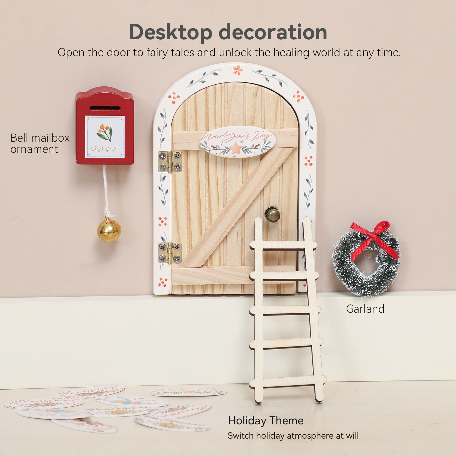 Decorative wooden fairy door for children's room