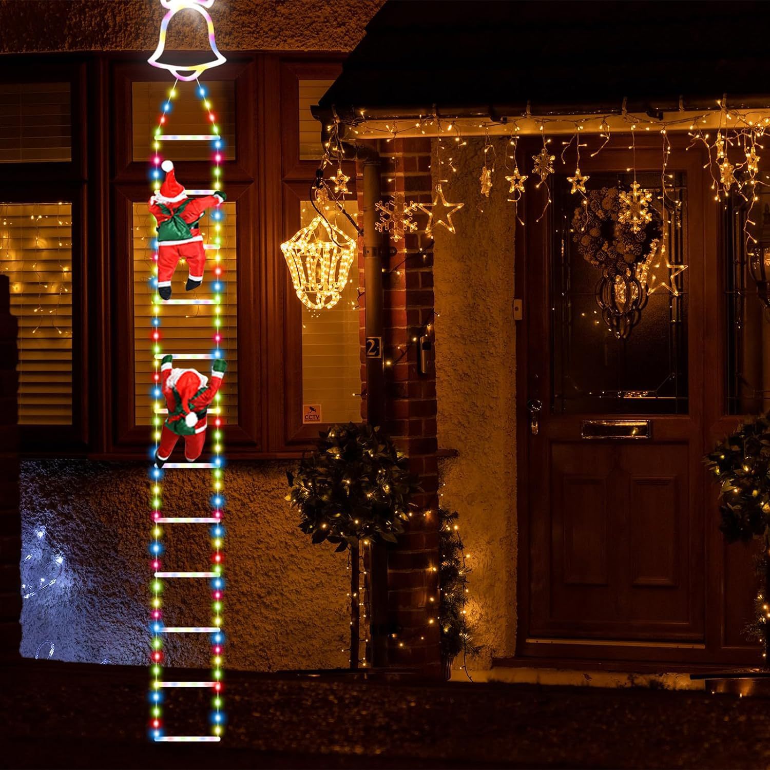 LED Christmas Ladder String Light with Santa