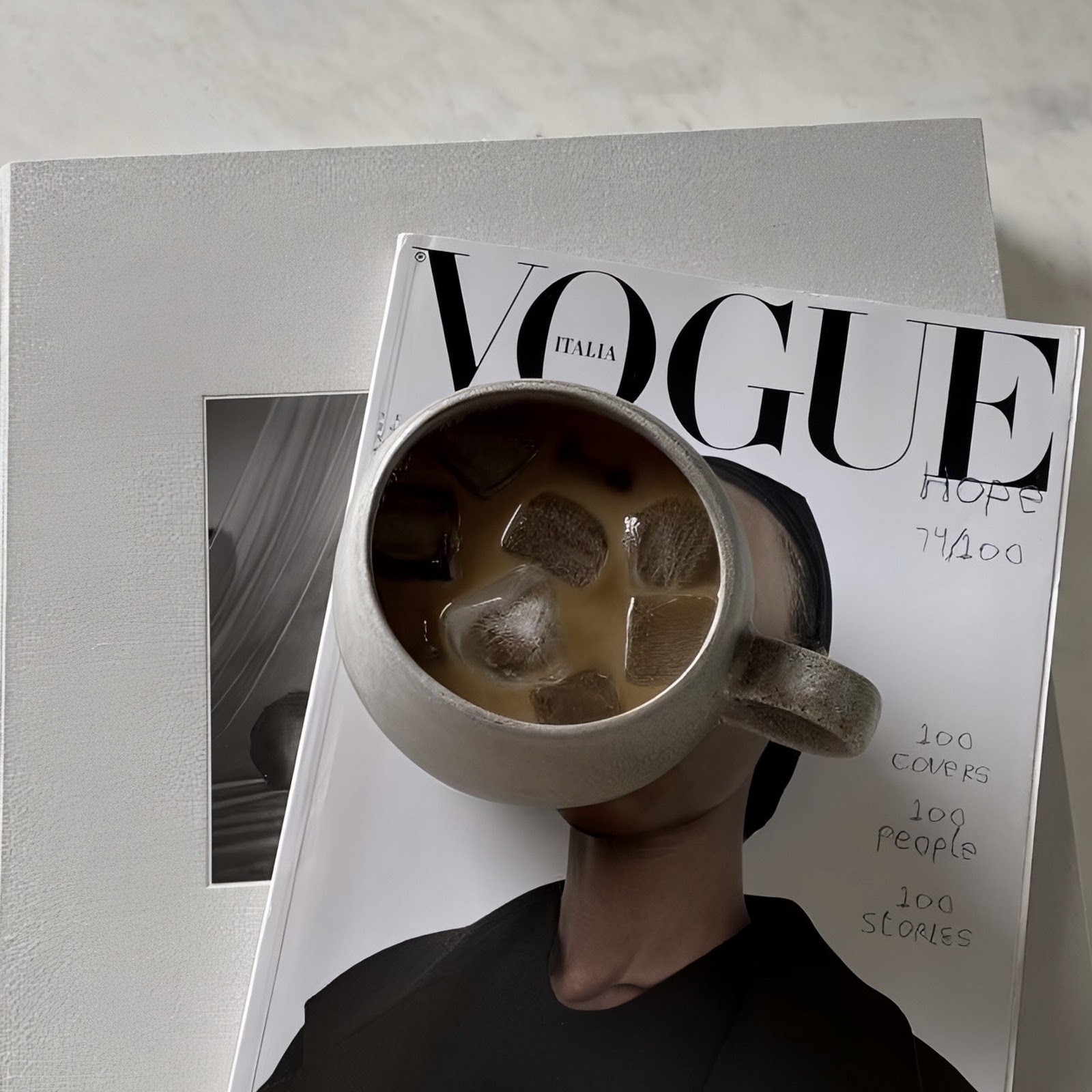Download Iced Coffee On Vogue Magazine Full HD iPhone