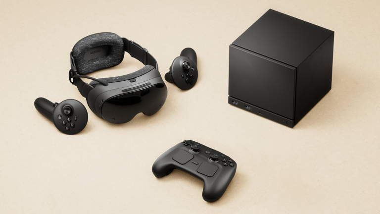 Steam Machine next to a custom-built PC showing size comparison