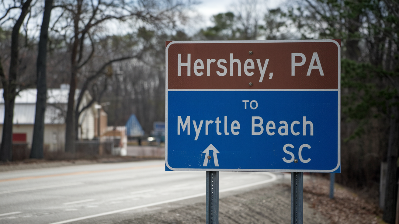 Distance and Travel Tips from Hershey, PA to Myrtle Beach, SC