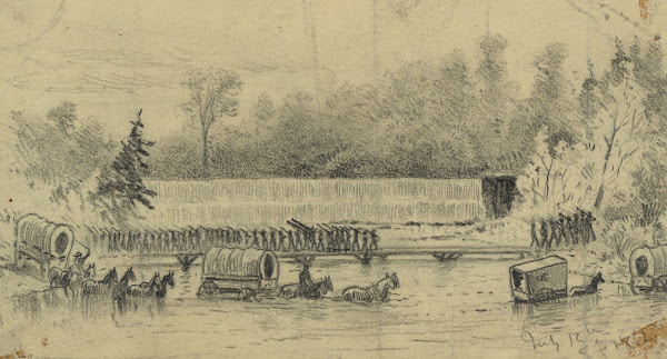 The crossing of the North Fork of the Rappahannock River near Waterloo by Gen Ba