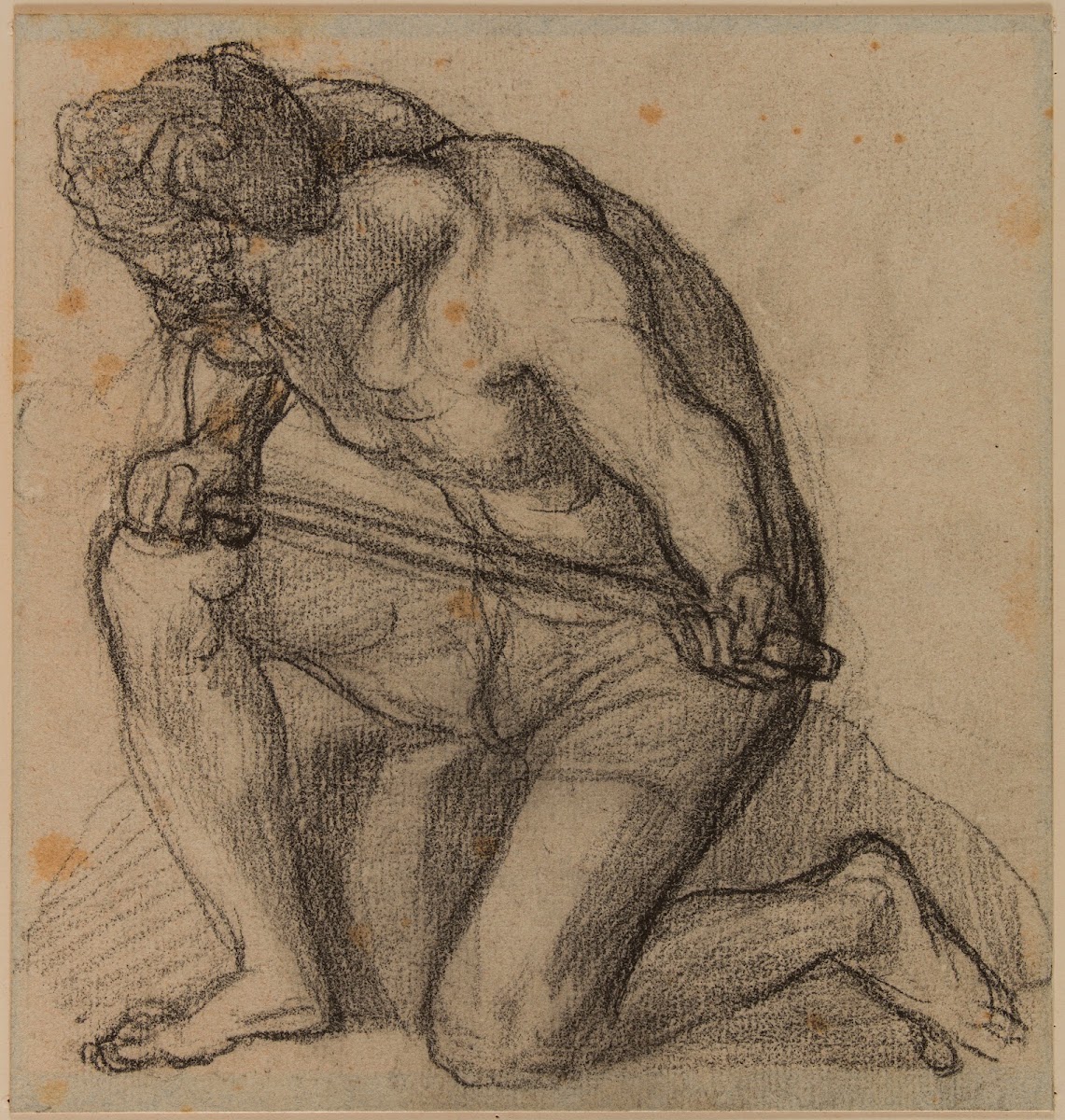Homme de profil à gauche genou gauche à terre 1863
