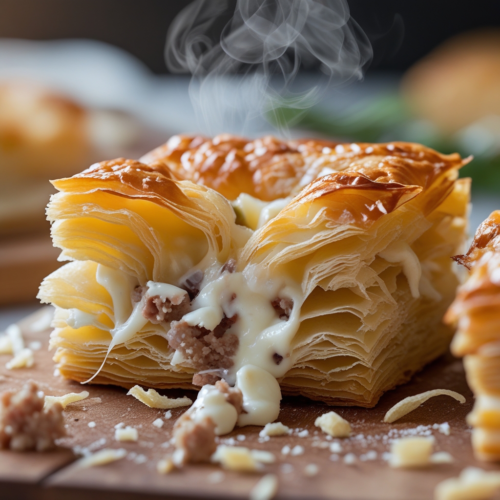 Final Flaky Puff Pastry Turkey Sausage & Cottage Cheese Egg Bake