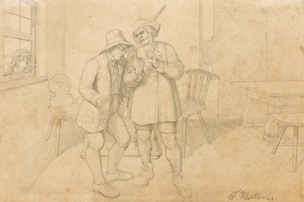 In der Wirtsstube Ein junger Mann wird zum Kartenspiel verführt between 1831 and