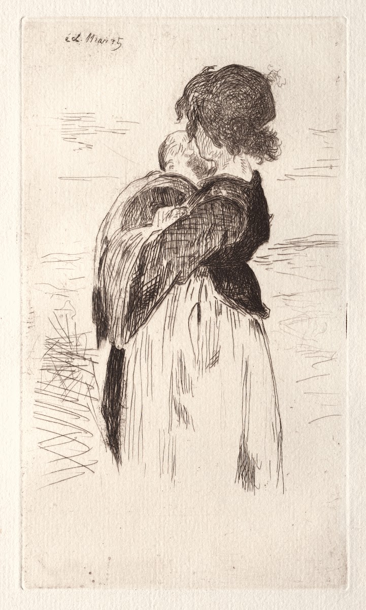 La petite fille tenant un bébé 1862