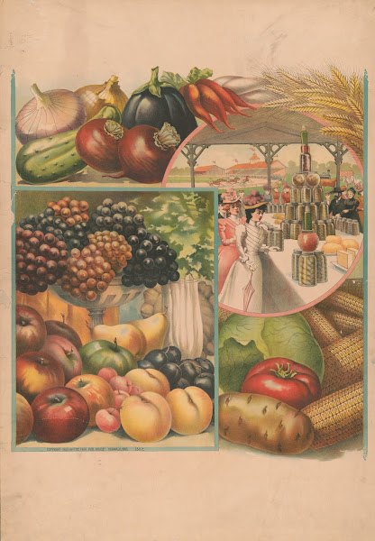 Fruit vegetables and women at the racetrack visiting a food vendor 1900
