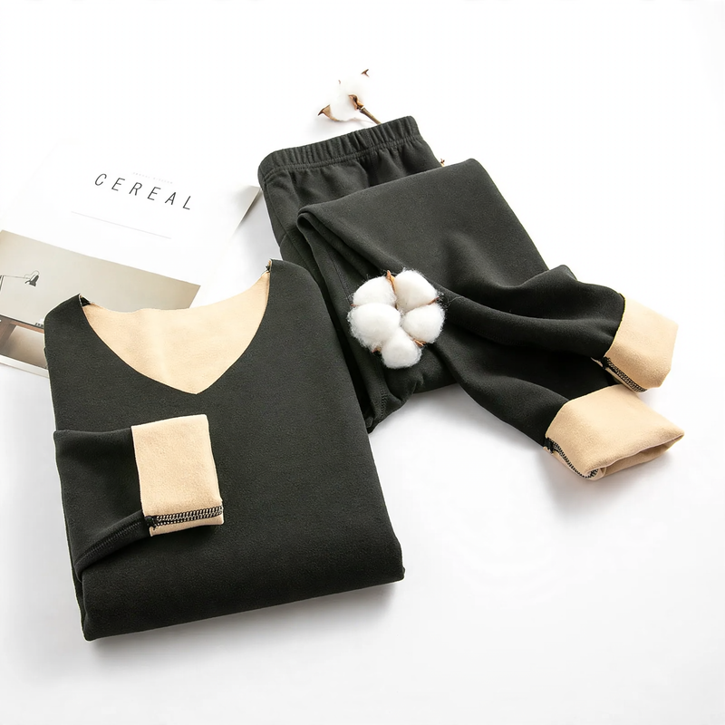 Thermo set with dual-sided fleece, seamless