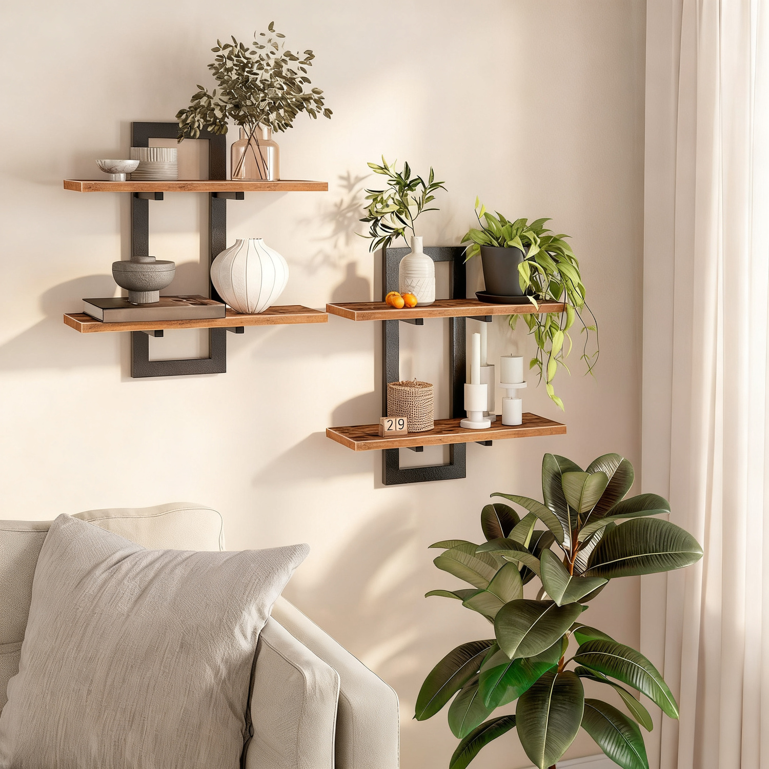 Wall shelf, metal, minimalist, set of 1-2