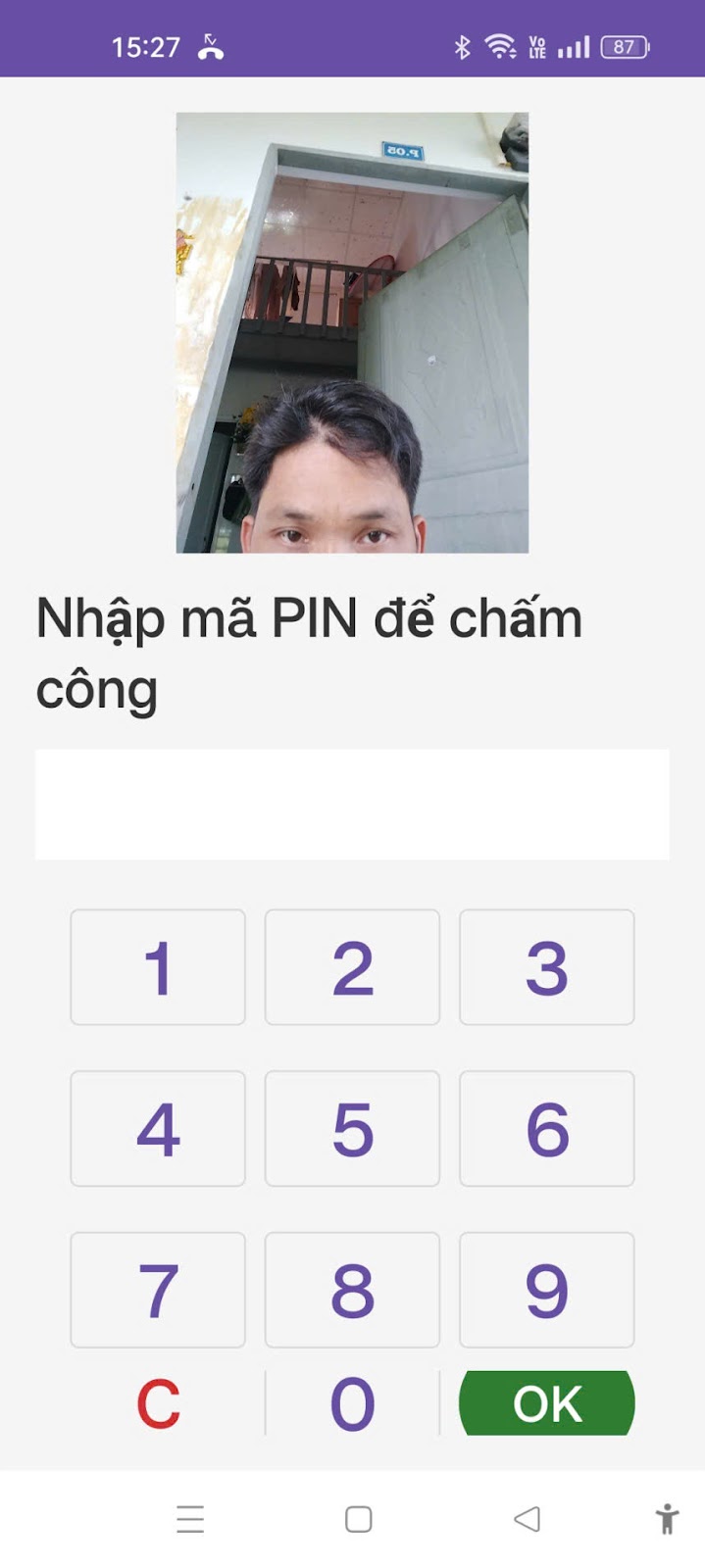Màn hình chấm công