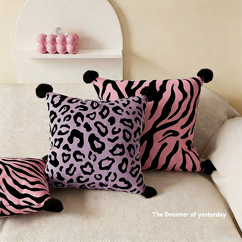 Kissen mit Zebra- und Leopardenmuster, Polyester, waschbar