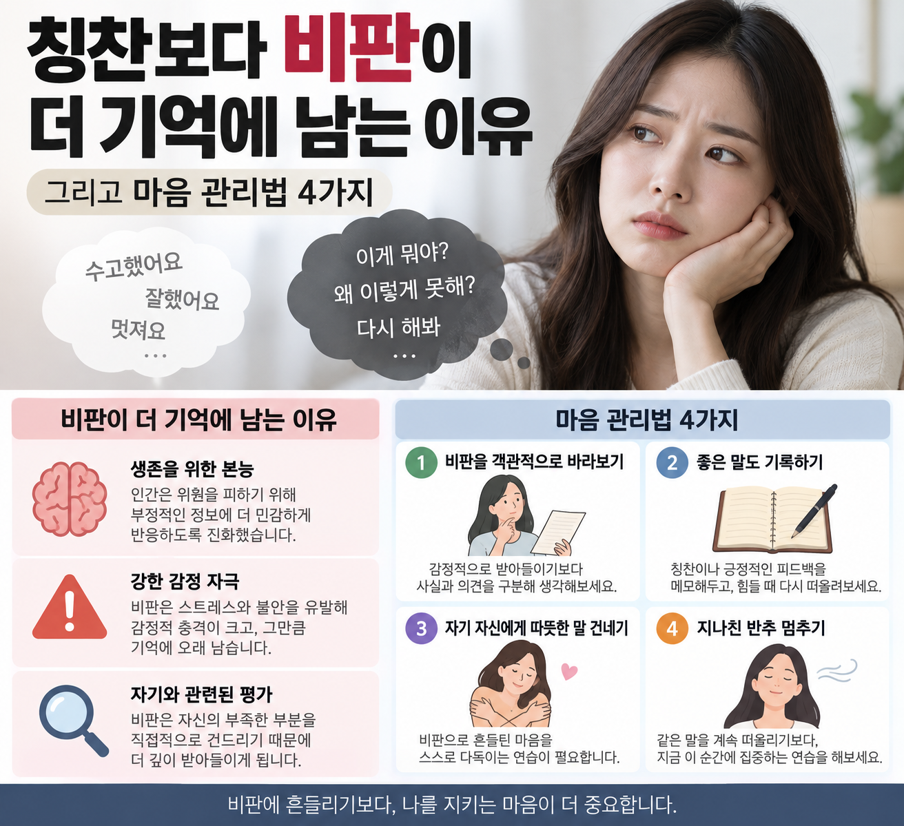 칭찬보다 비판이 더 기억에 남는 이유와 마음 관리법 4가지