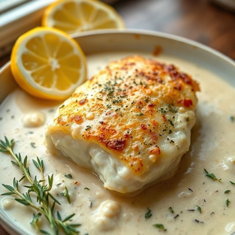 Baked Cod in Creamy Coconut Lemon Sauce Recipe – Easy & Flavorful