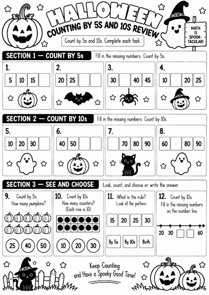 HALLOWEEN COUNTING BY 5S AND 10S REVIEW