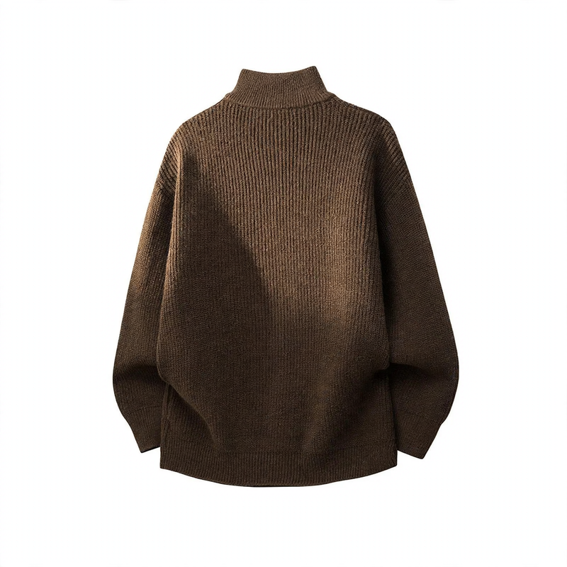 Herren-Strickpullover mit halbem Reißverschluss