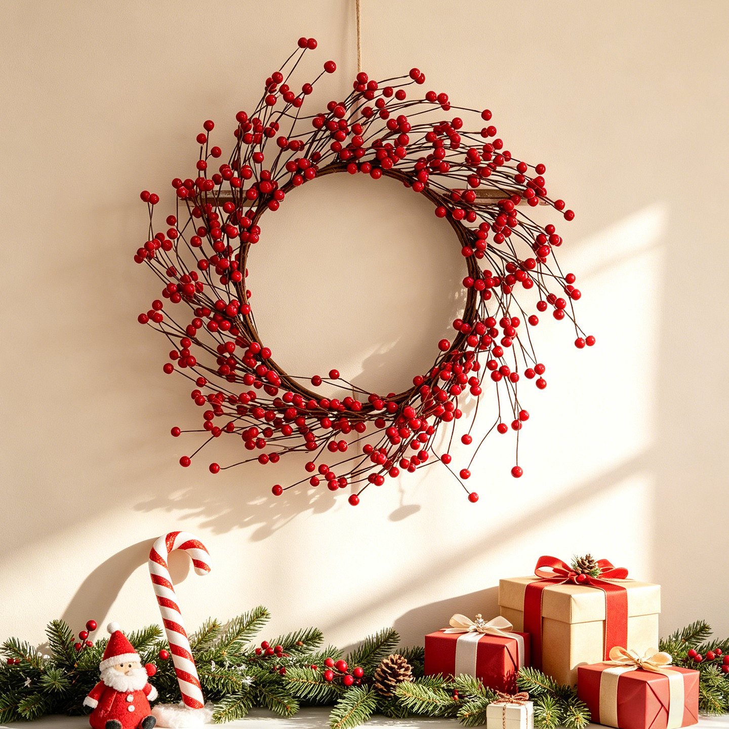 Weihnachtskranz mit roten Beeren