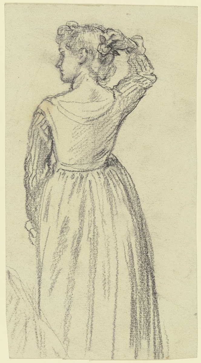 Rückenfigur vor Spiegel aus den Maskierten ca 1881