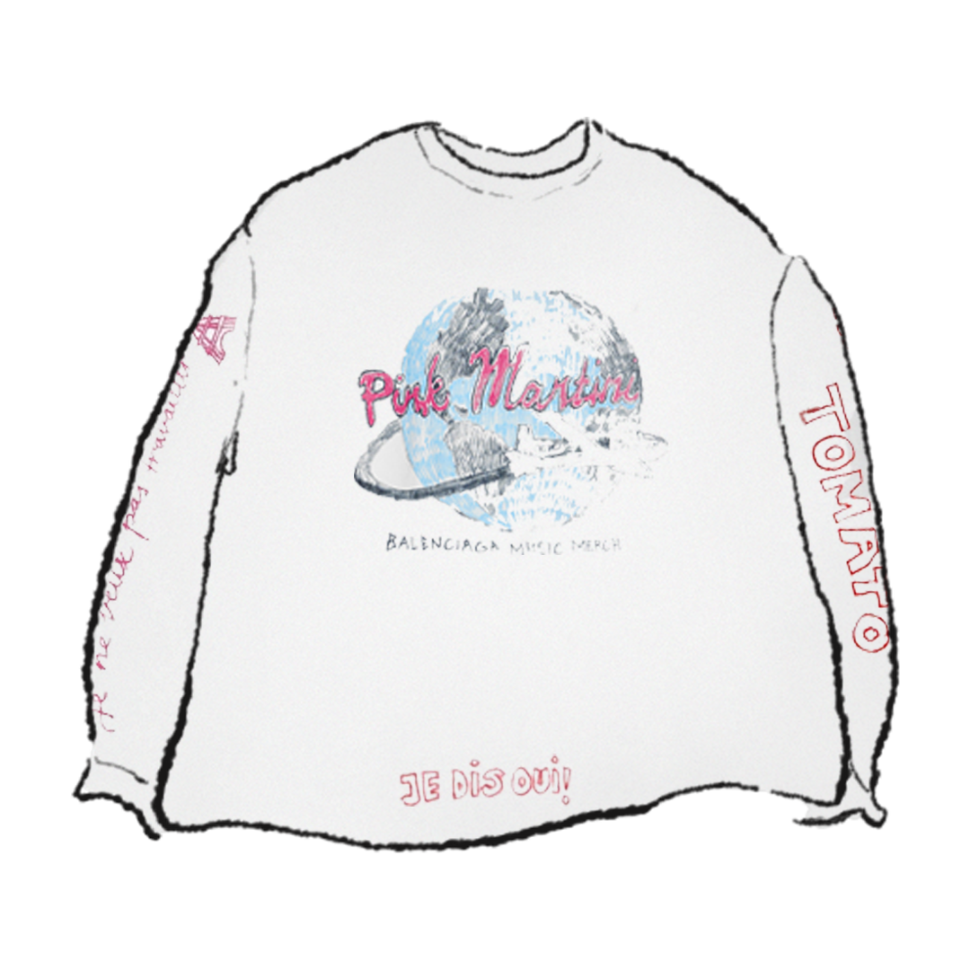 Yeezy BALENCIAGA MUSIC PINK MARTINI MERCH LONG SLEEVE T-SHIRT OVERSIZED product image