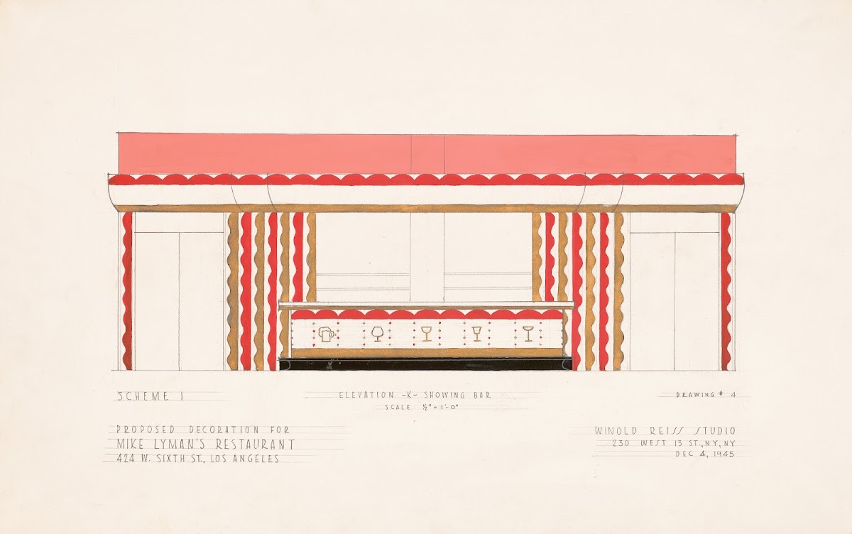 Drawings for proposed decorations of Mike Lymans Restaurant 424 W Sixth St Los A
