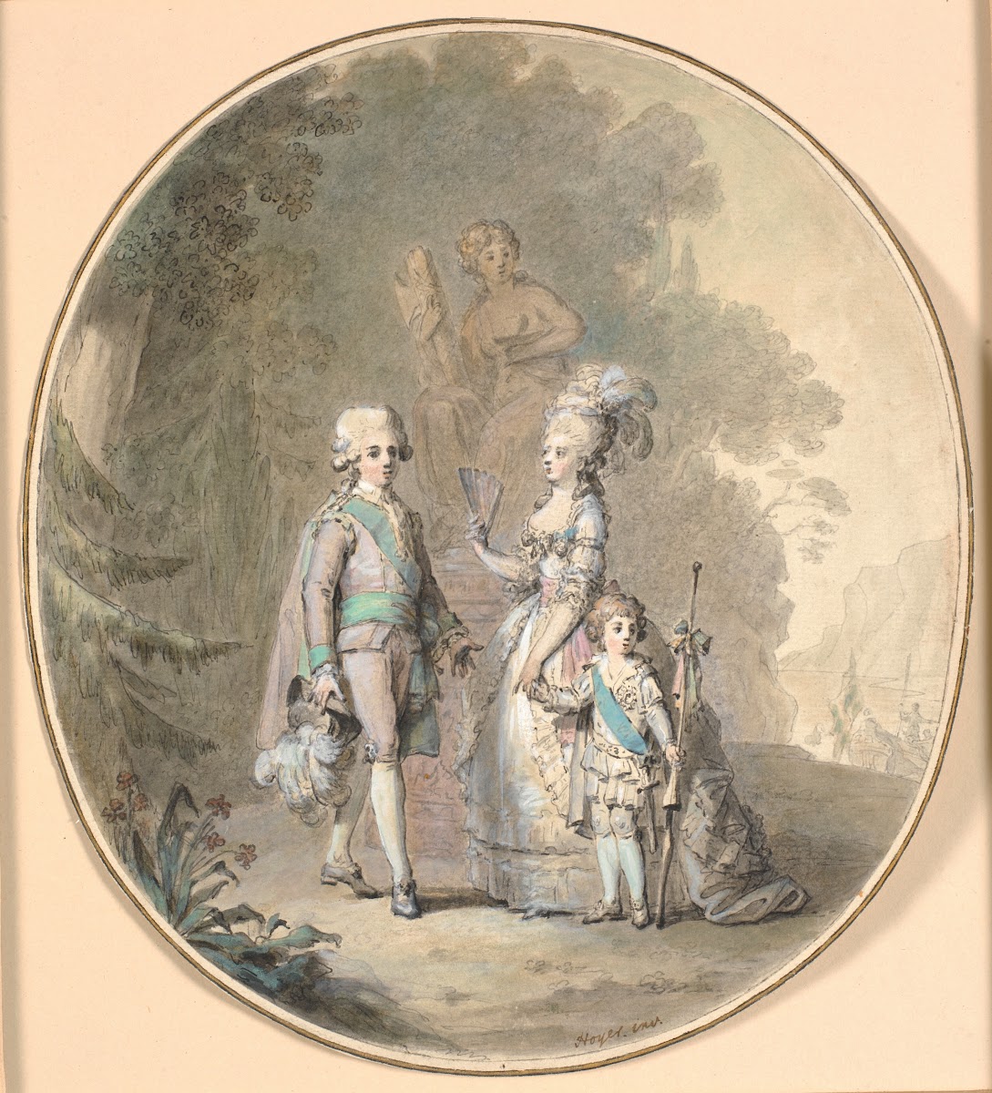 Gustav III Dronning Sophie Magdalene Og Kronprins Gustav Adolph Spadserende I Ha