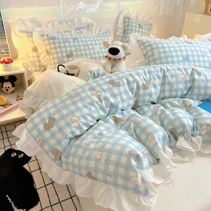 Cotton bed linen with cartoon motifs, 4-piece