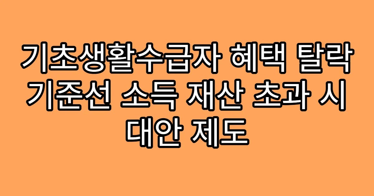 기초생활수급자 혜택 탈락 기준선 소득 재산 초과 시 대안 제도