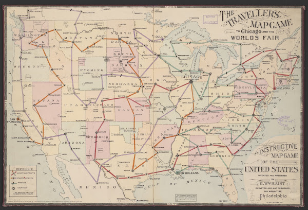 The travellers map game to Chicago and the Worlds Fair 1893