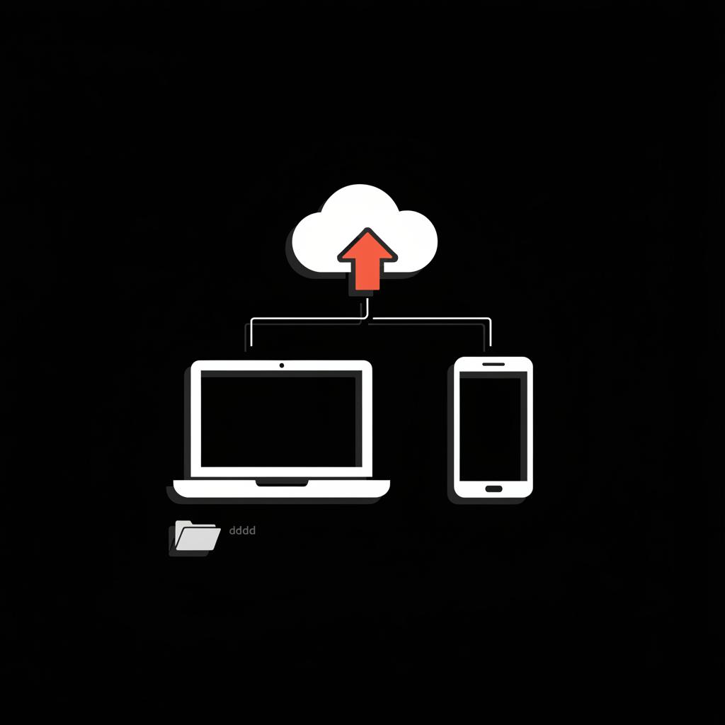 Minimalist vector infographic of a laptop, smartphone, and cloud export icon connected by thin lines representing backups and Google Takeout to help recover deleted gmail account.