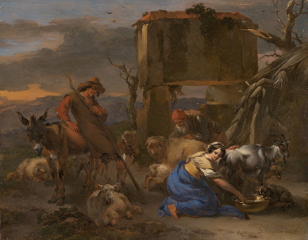 Pastoral Scene with a Shepherdess Milking a Goat 1665 70