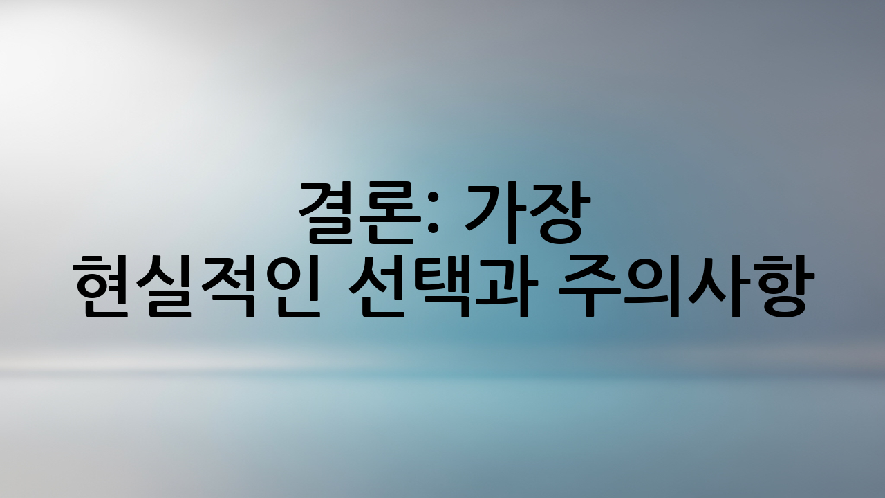 결론: 가장 현실적인 선택과 주의사항