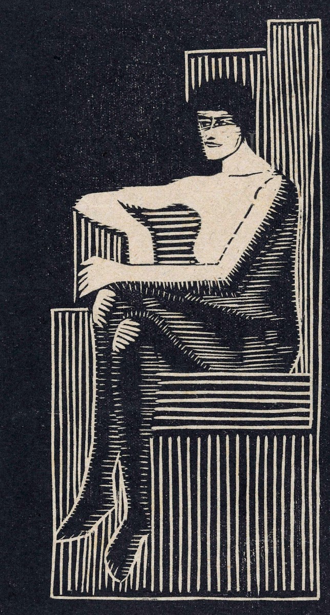 Zittend naakt in geometrische zetel 1920