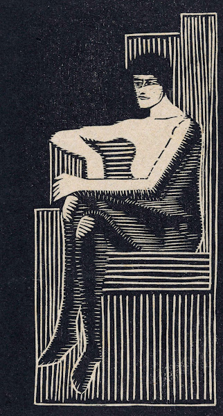 Zittend naakt in geometrische zetel 1920