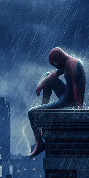 The Amazing Spider-Man 2, Fan Art, Peter Parker, Rain, Sitting Full HD Wallpaper Background