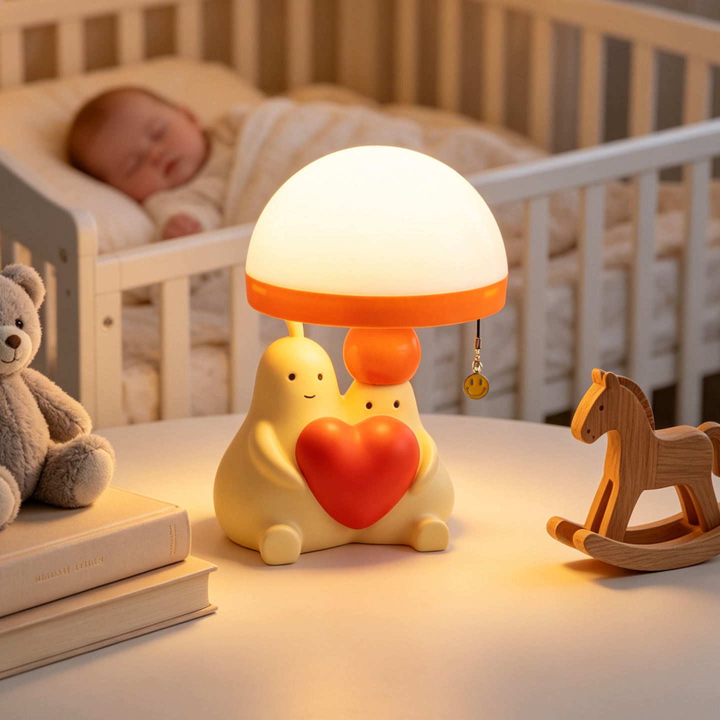 Heart table lamp with love motif