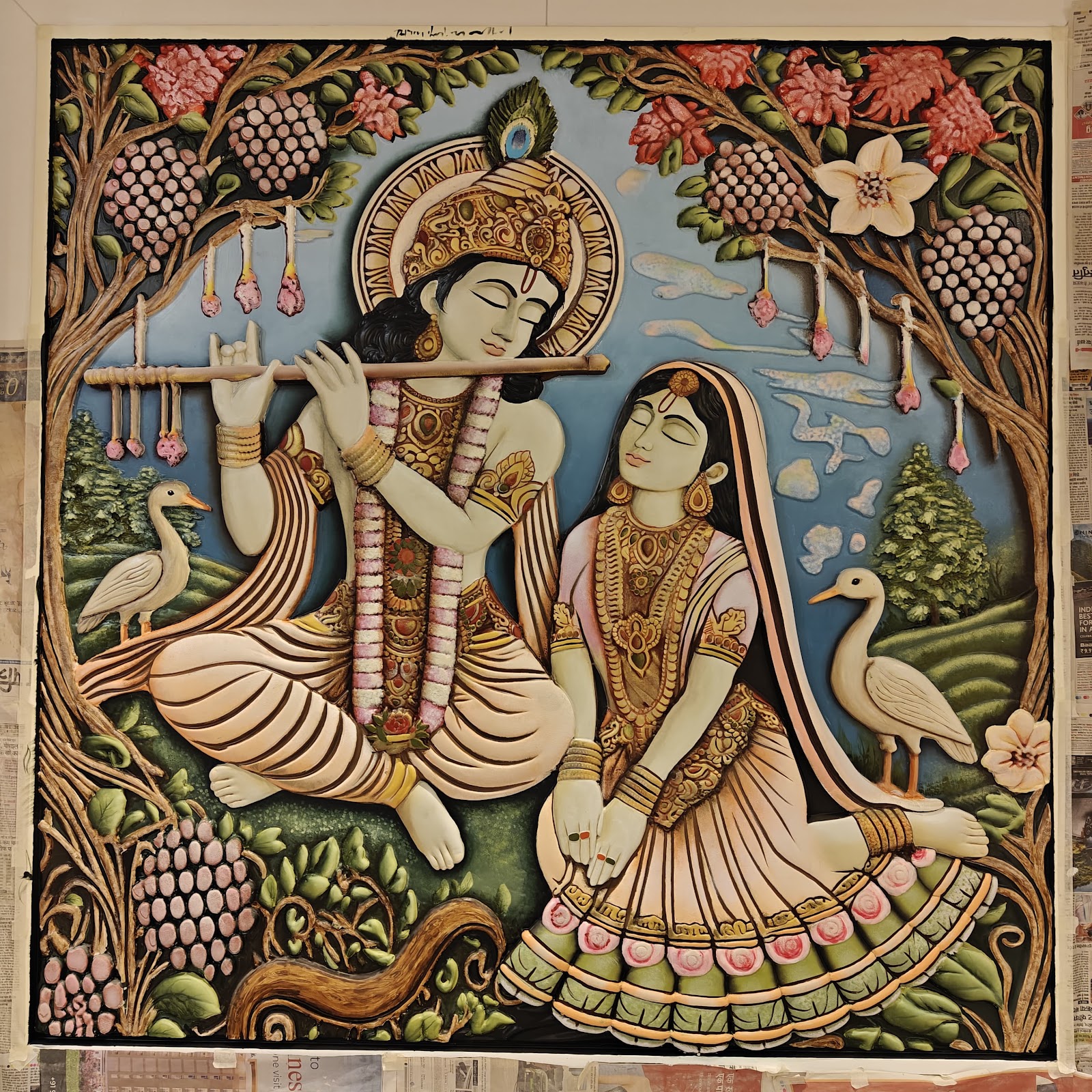Radha Krishna Stone Carving
