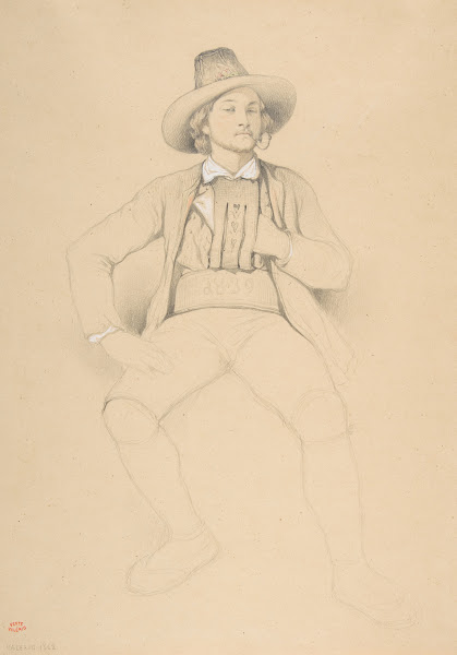 A Man in Tyrolean Costume Seated Smoking a Pipe 1842