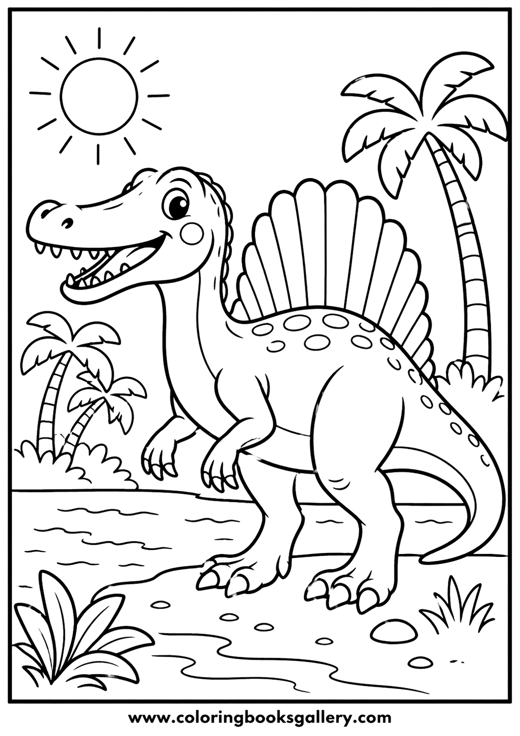 Epic Spinosaurus Coloring Sheet – Free Printable for Creative Kids – free coloring page for kids