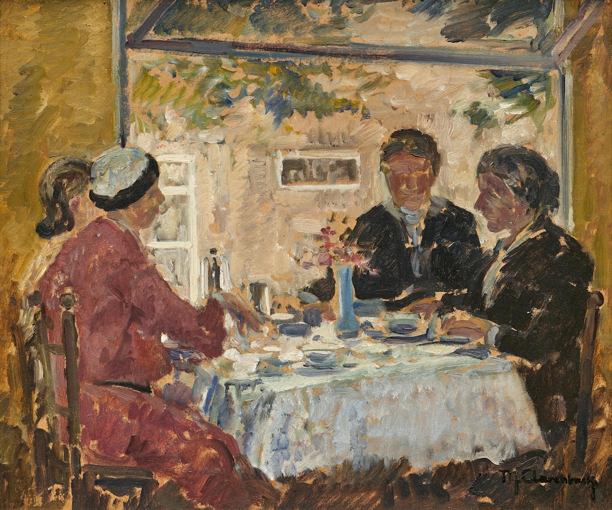 Family beneath a Pergola at a Coffee Table 20th century