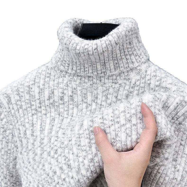 Men's Turtleneck Sweater with Wool Blend and Lining