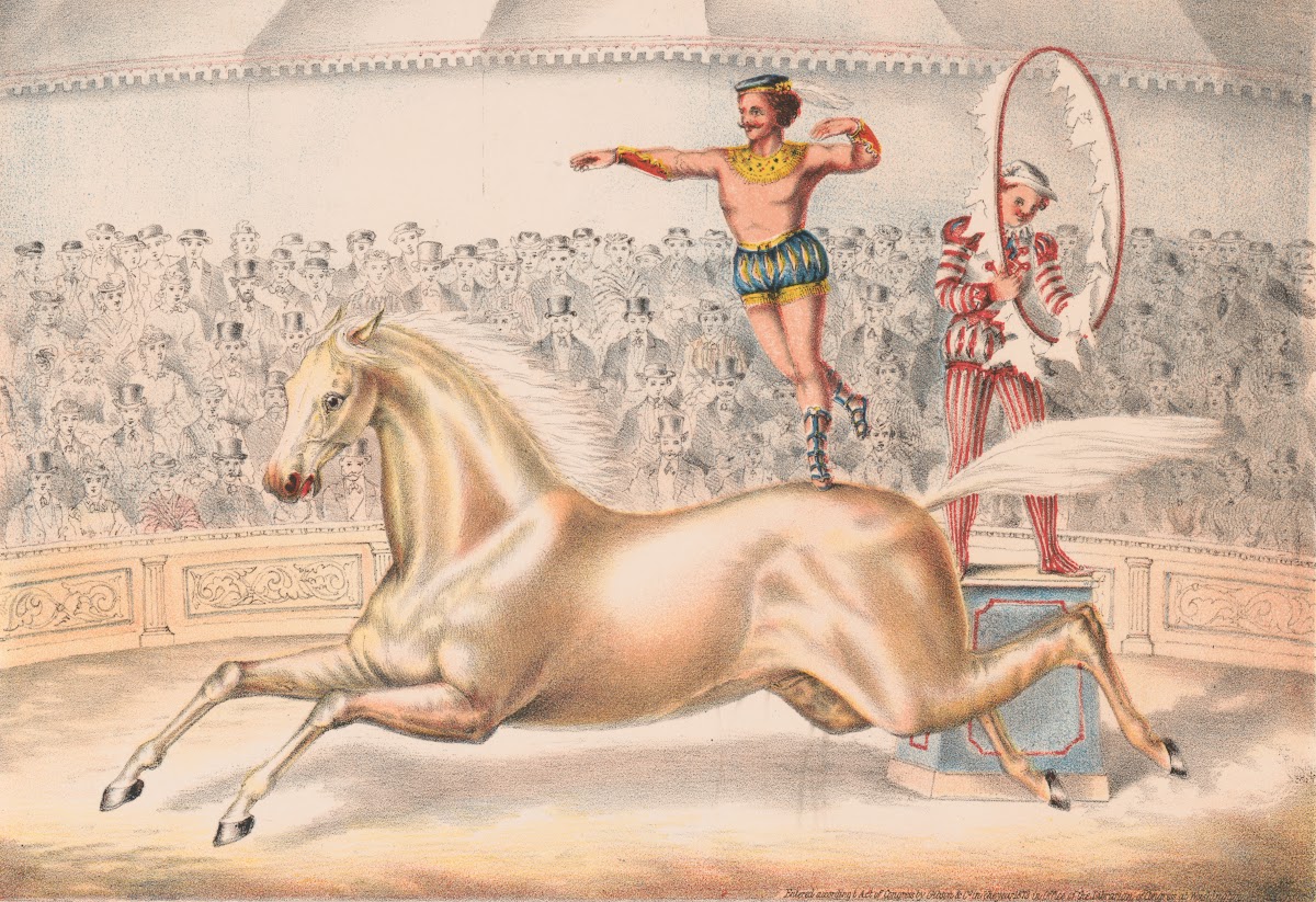 Circus performer leaping through a ring of fire
